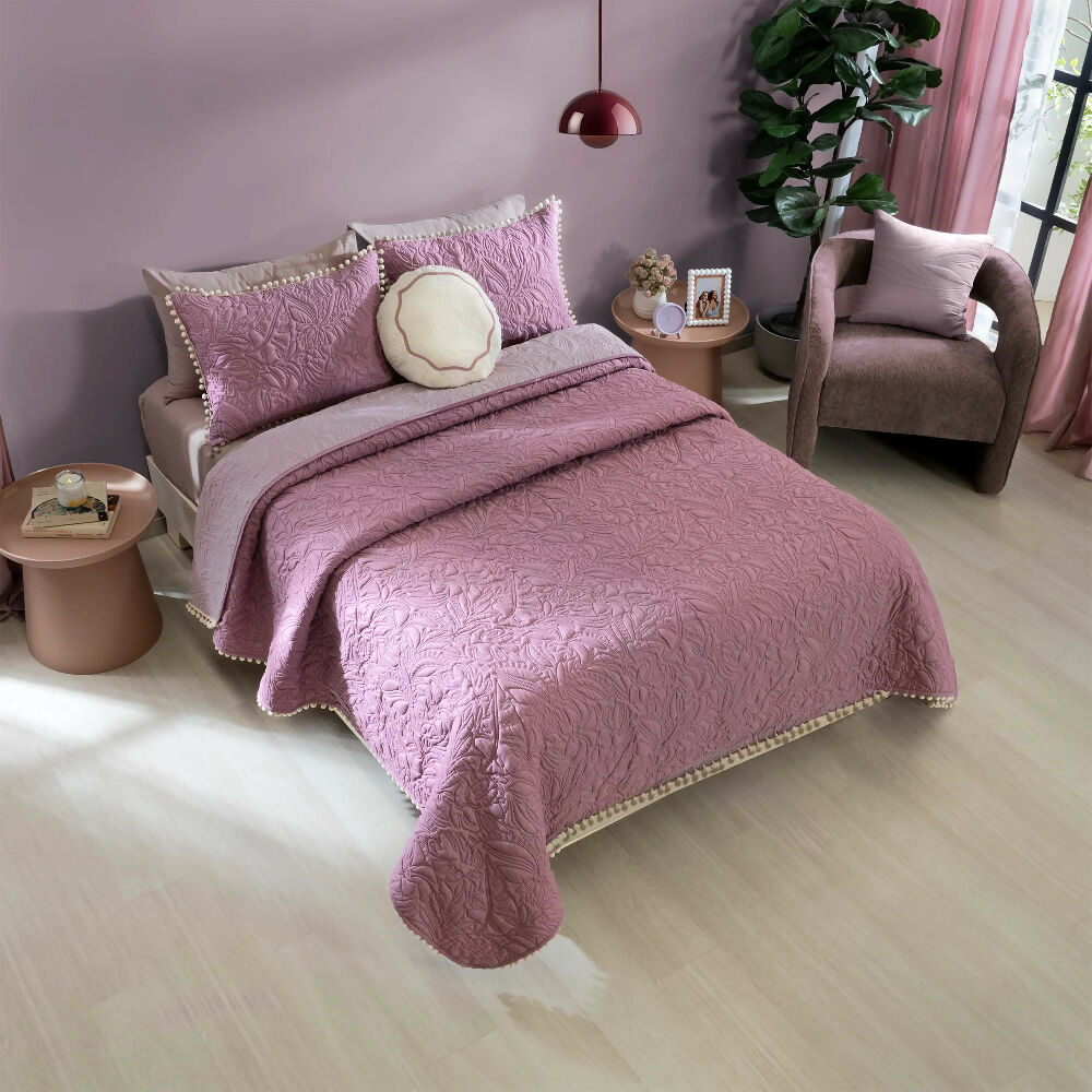 Juego Edredon Mulberry, para Cama Doble y Queen, 2 Vistas (Incluye 2 Fundas 1 Cojín)