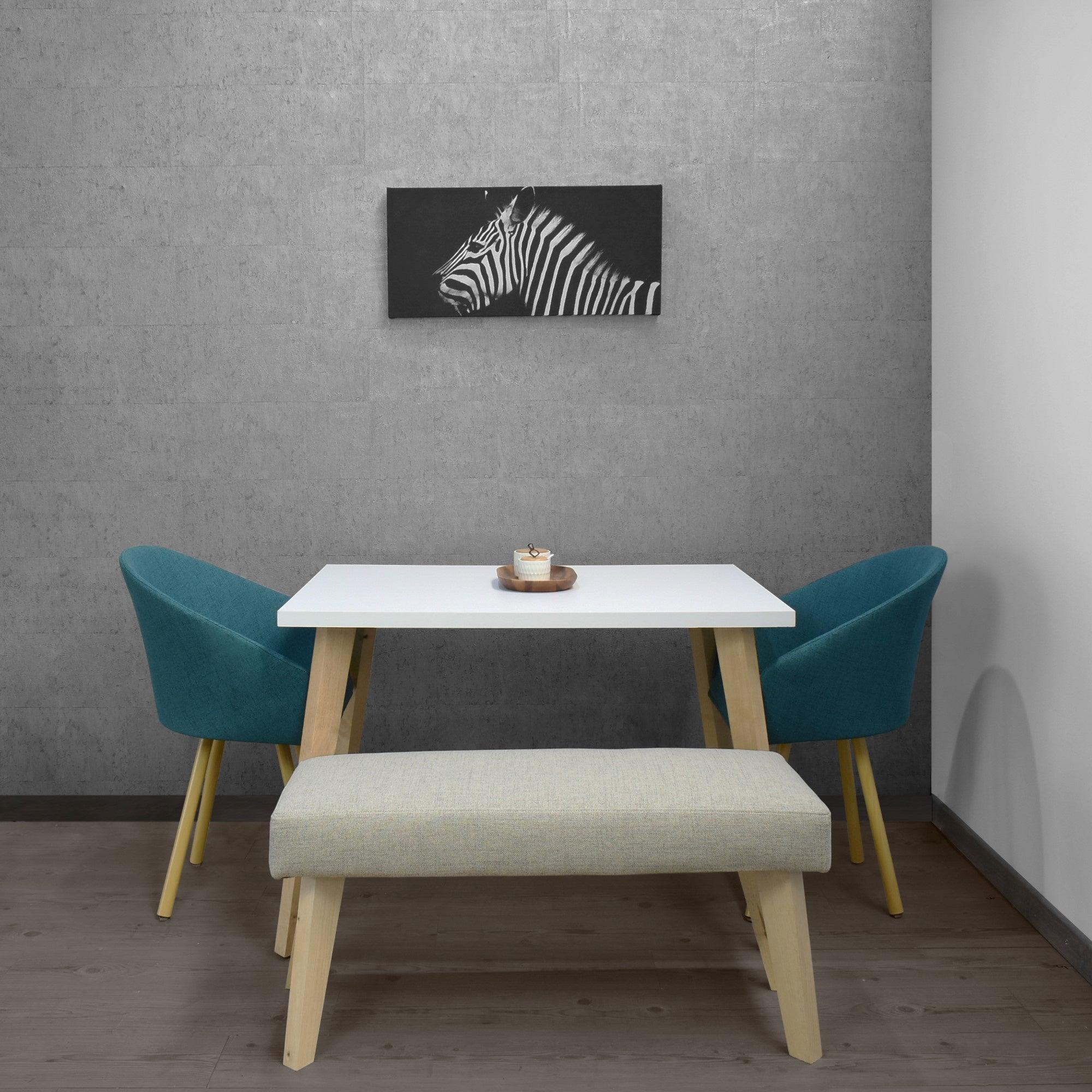 Comedor 4 Puestos Lugo Matiz Sillas Tokyo con Butaco Petroleo Plata