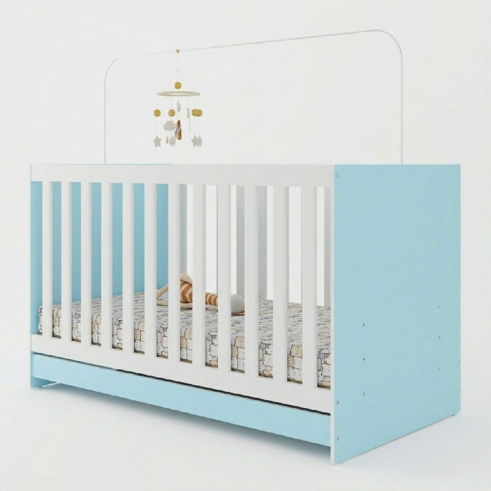 Cuna Bebe Blanco Azul Convertible 3 En 1