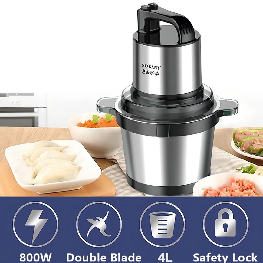 Picador Eléctrico Sokany 4 Litros Procesador De Alimentos De Alta Potencia Para Cocina Rápida Y Práctica