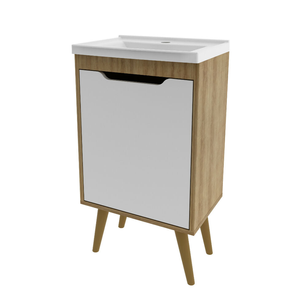 Mueble de baño con lavamanos Nexo - Almendra/Blanco