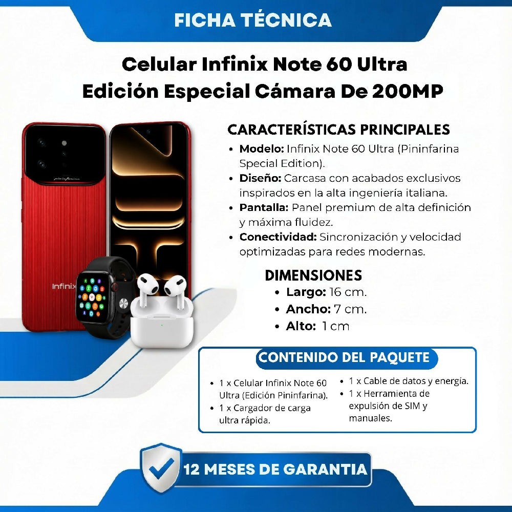 Celular Infinix Note 60 Ultra Edición Especial Cámara De 200MP Rojo + 2 Regalos Imperdibles