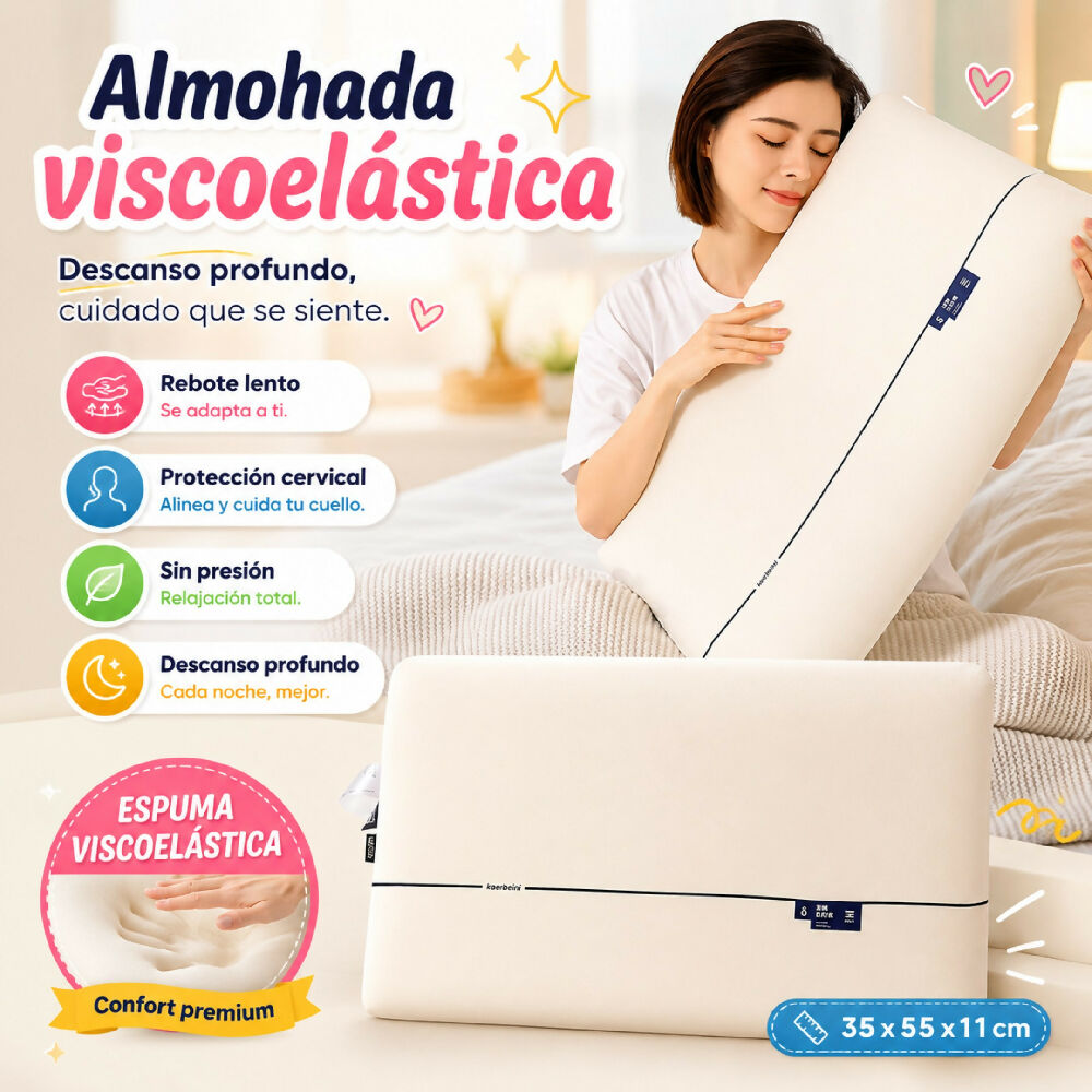 Almohada Cervical Viscoelastica HO-AL04 De Espuma Ortopedica Ergonomica
