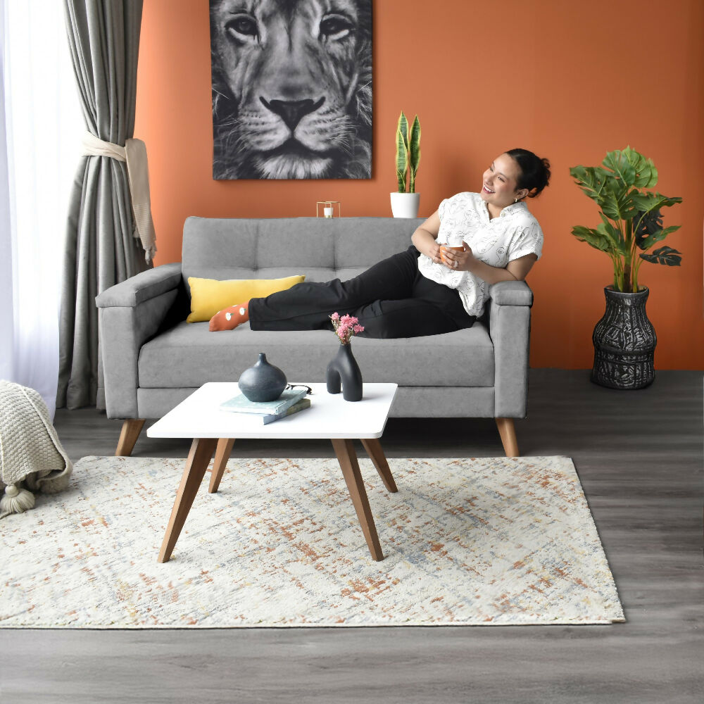 Sofa Carter 2 Puestos 150x83x84 Tela Gris