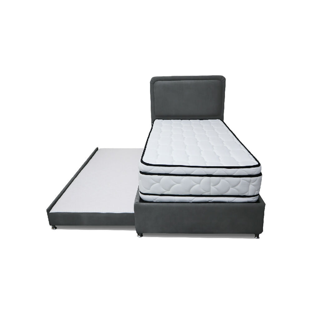 Combo Cama Tarima Nube 140x190 doble Gris Oscuro mas Espaldar