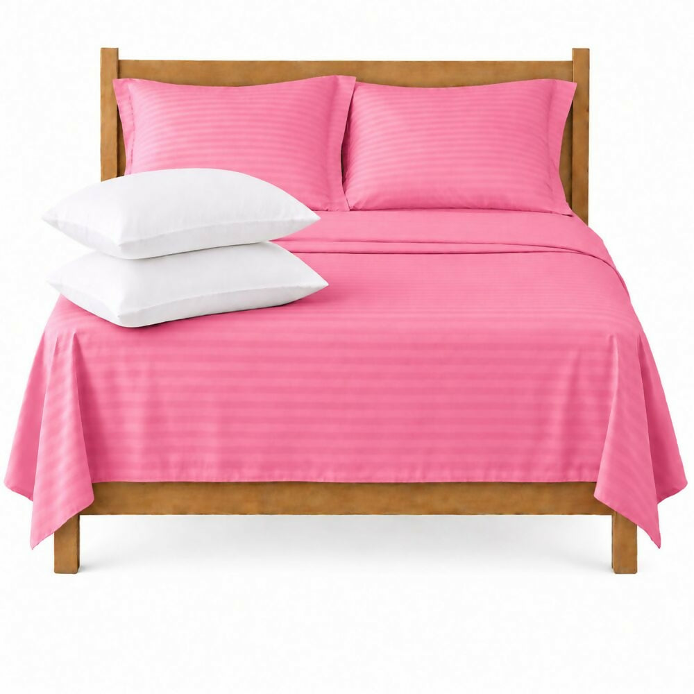 Combo Juego de sábanas + 1 almohada siliconada sencillo rosado