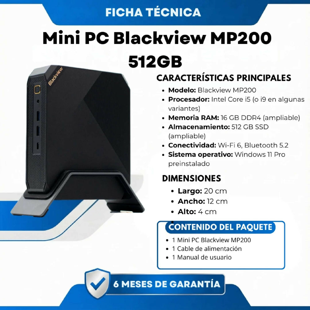 Mini PC Blackview MP200 512GB Para Oficina Y Gaming Ligero