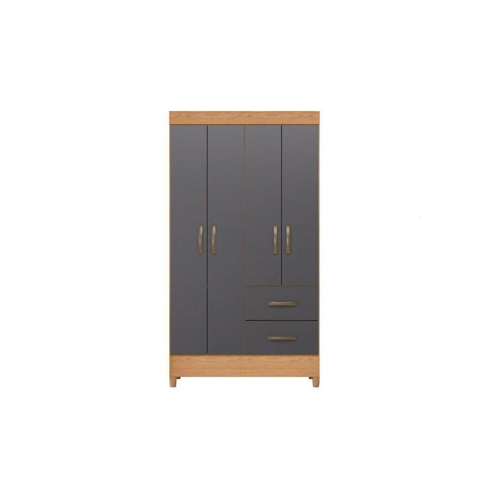 Armario 4 Puertas Gris Con Cajones Moderno