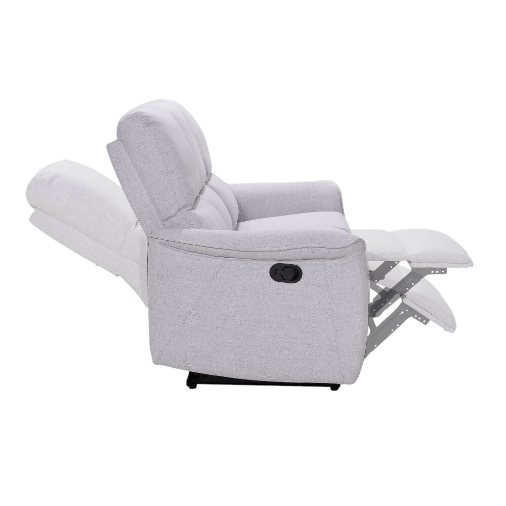 Sofa 3 Puestos Reclinable Tela Gris Claro Tacito