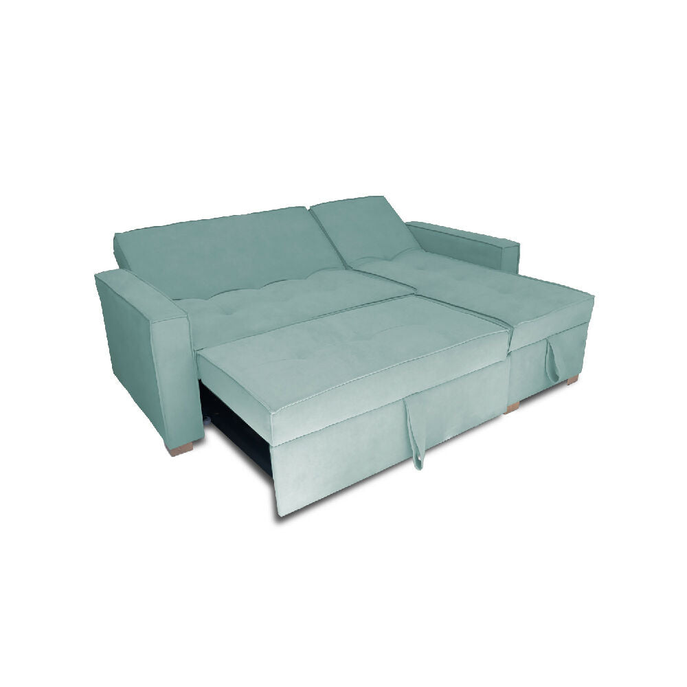 Esquinero Baúl Marsella Multifuncional Reclinable Derecho Menta + Cojines Decorativos