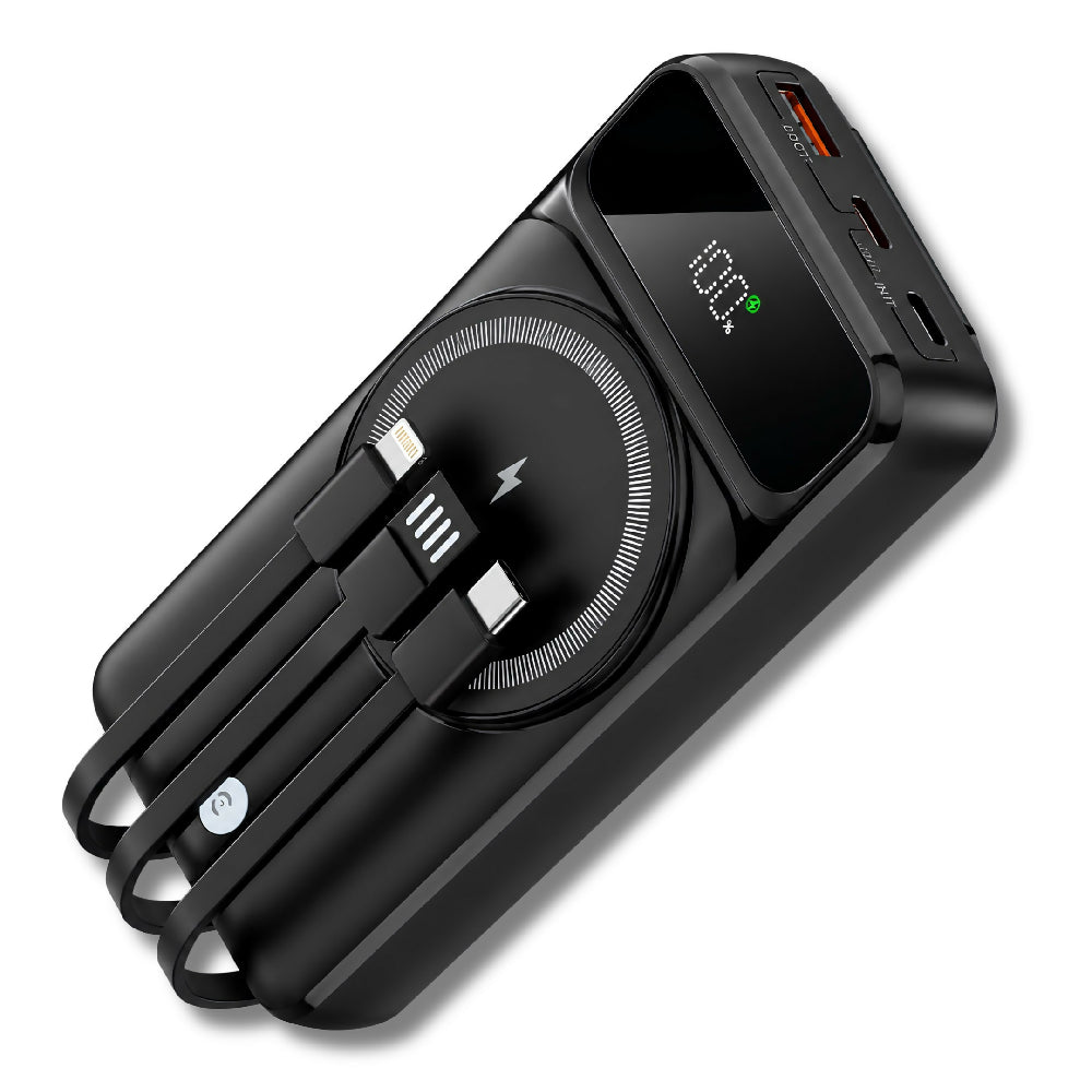 Cargador Portatil Power Bank 20.000 MaH Con Cables Integrados 7 En 1 Bateria