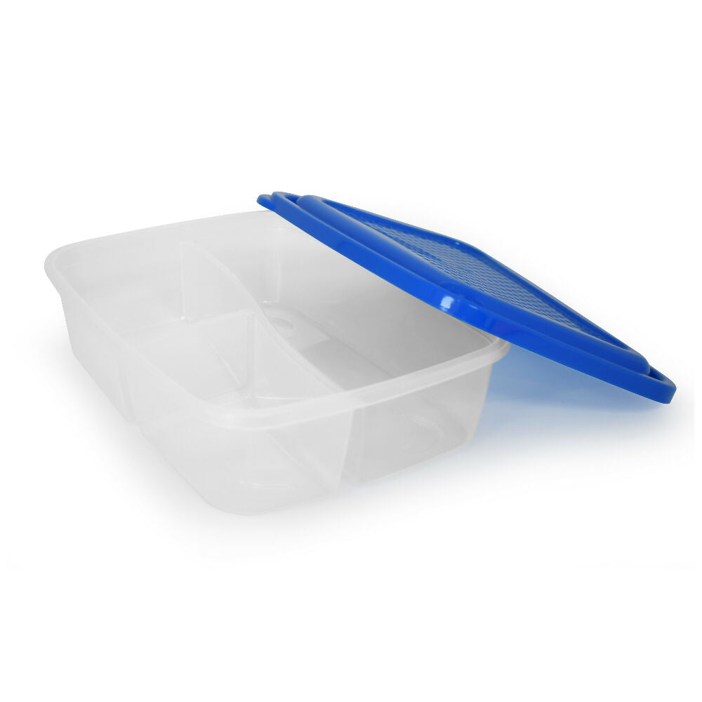 Recipiente Basico Rectangular Dividido 1.4L Azul
