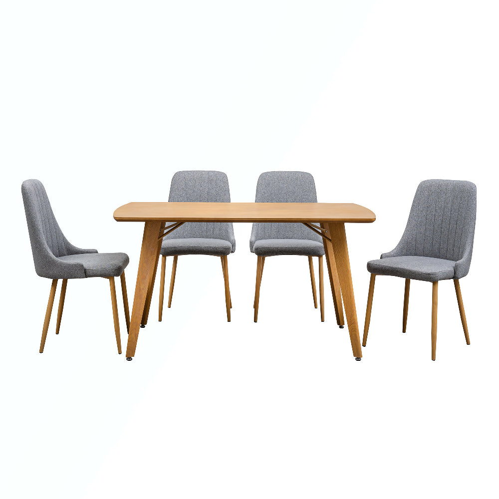 Juego de comedor 6 Puestos Acero Mostaza Gris Weibe