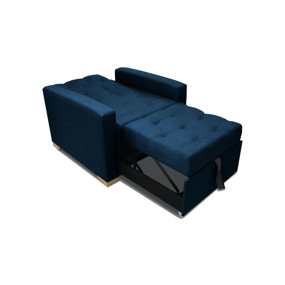 Sofá Cama Unipersonal Sabathy Tela Lino 95X90X94Cm Azul Petroleo