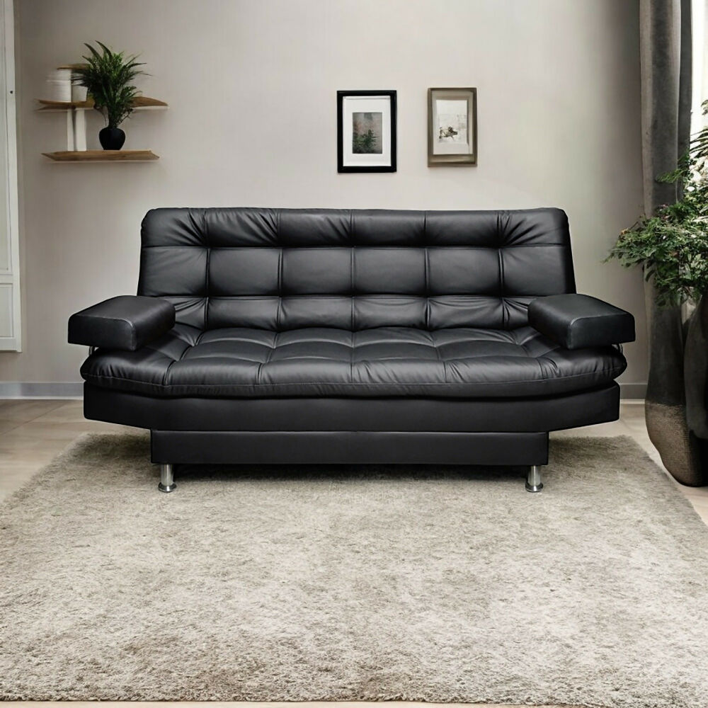 Sofa cama 3 Posiciones Carvallo Clic Clac Tipo Cuero Negro