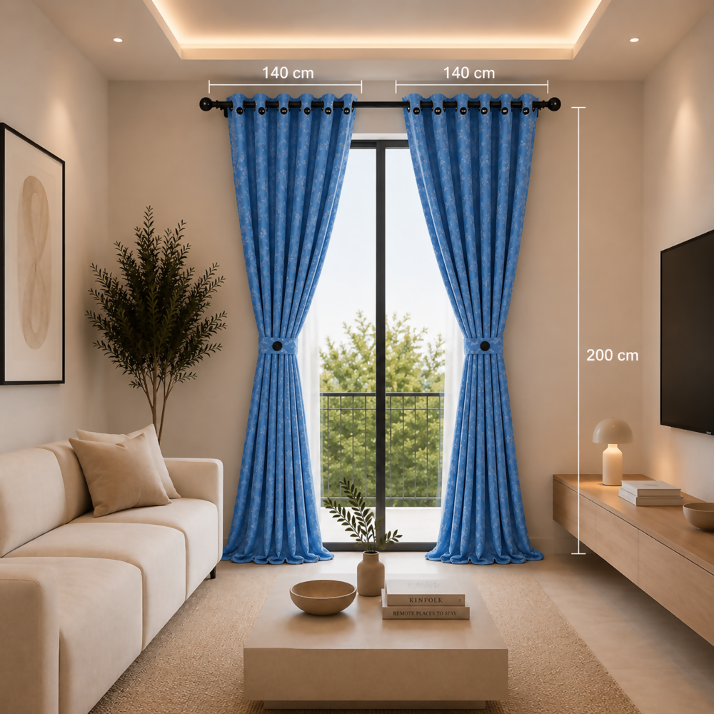 Cortina x2 celeste jacquard