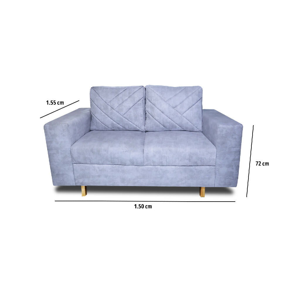Sofa Amsterdam 2Ptos En Tela Amiglable Con Mascotas 150X72X75 Cm Hielo