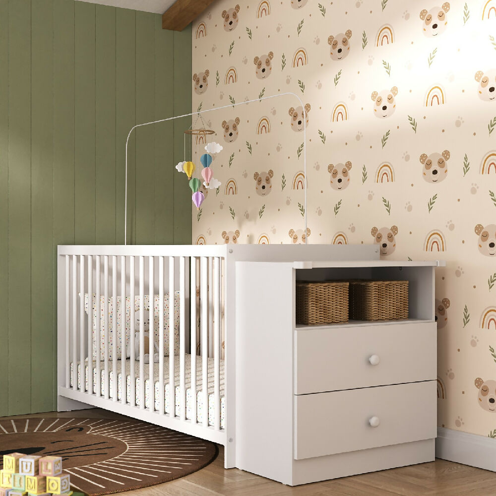 Cuna Bebe Blanca con comoda