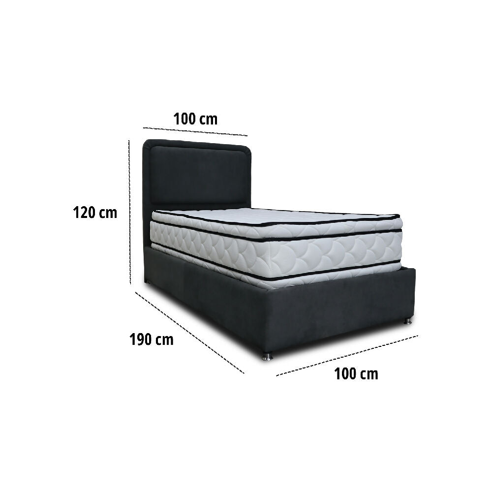 Combo Basecama Nube Sencillo 100x190 mas Espaldar Negro