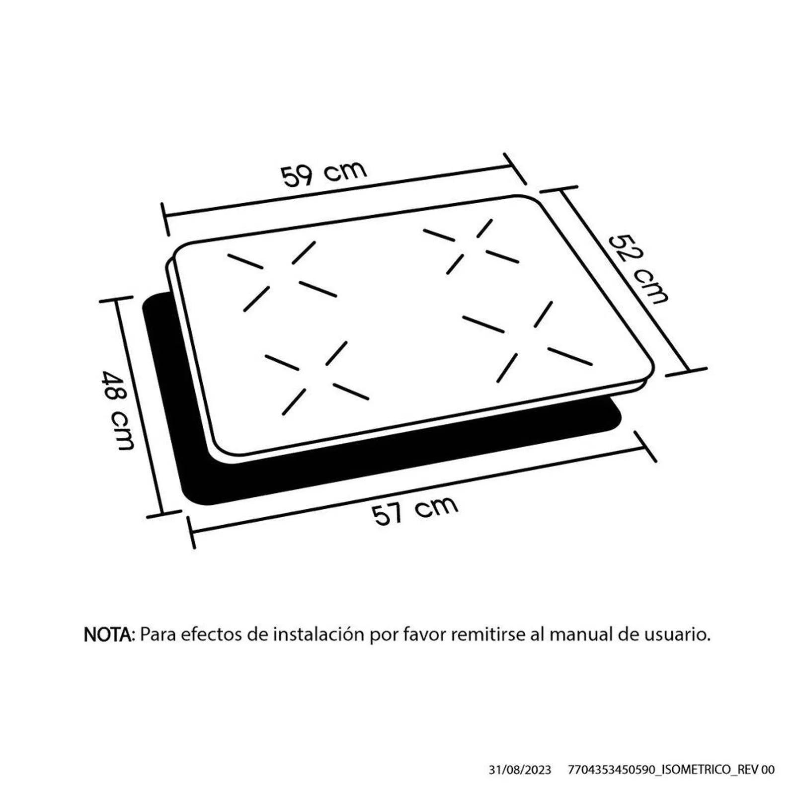 Estufa de empotrar Inducción negra 60 cm eléctrica 220V Haceb