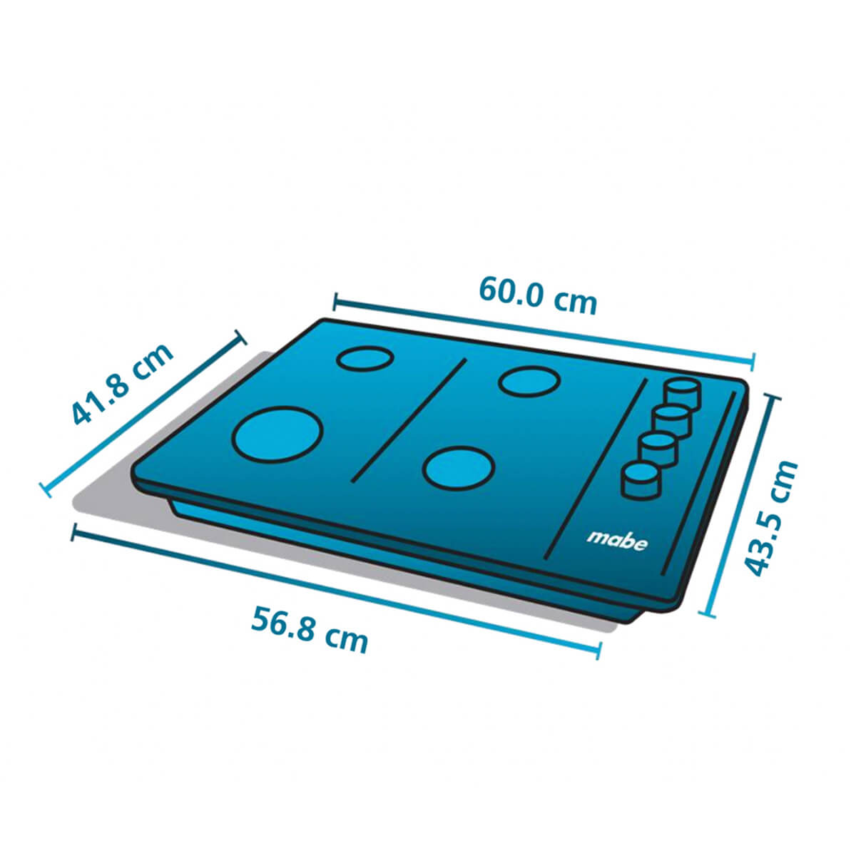Estufa de empotrar acero Inoxidable 60X43 cm parrillas en Alambron gas natural marca Mabe