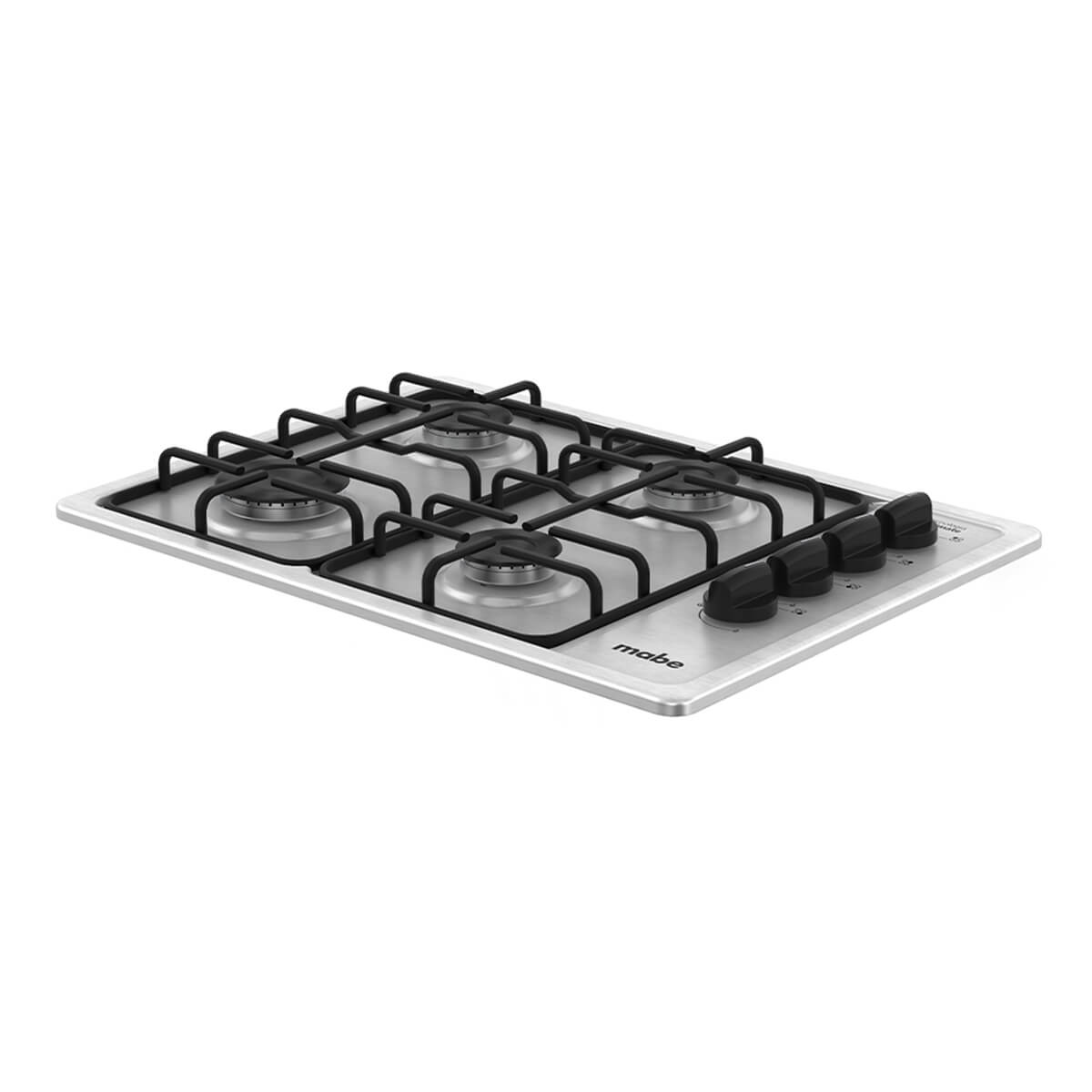 Estufa de empotrar acero Inoxidable 60X43 cm Parrillas fundicion gas natural marca Mabe
