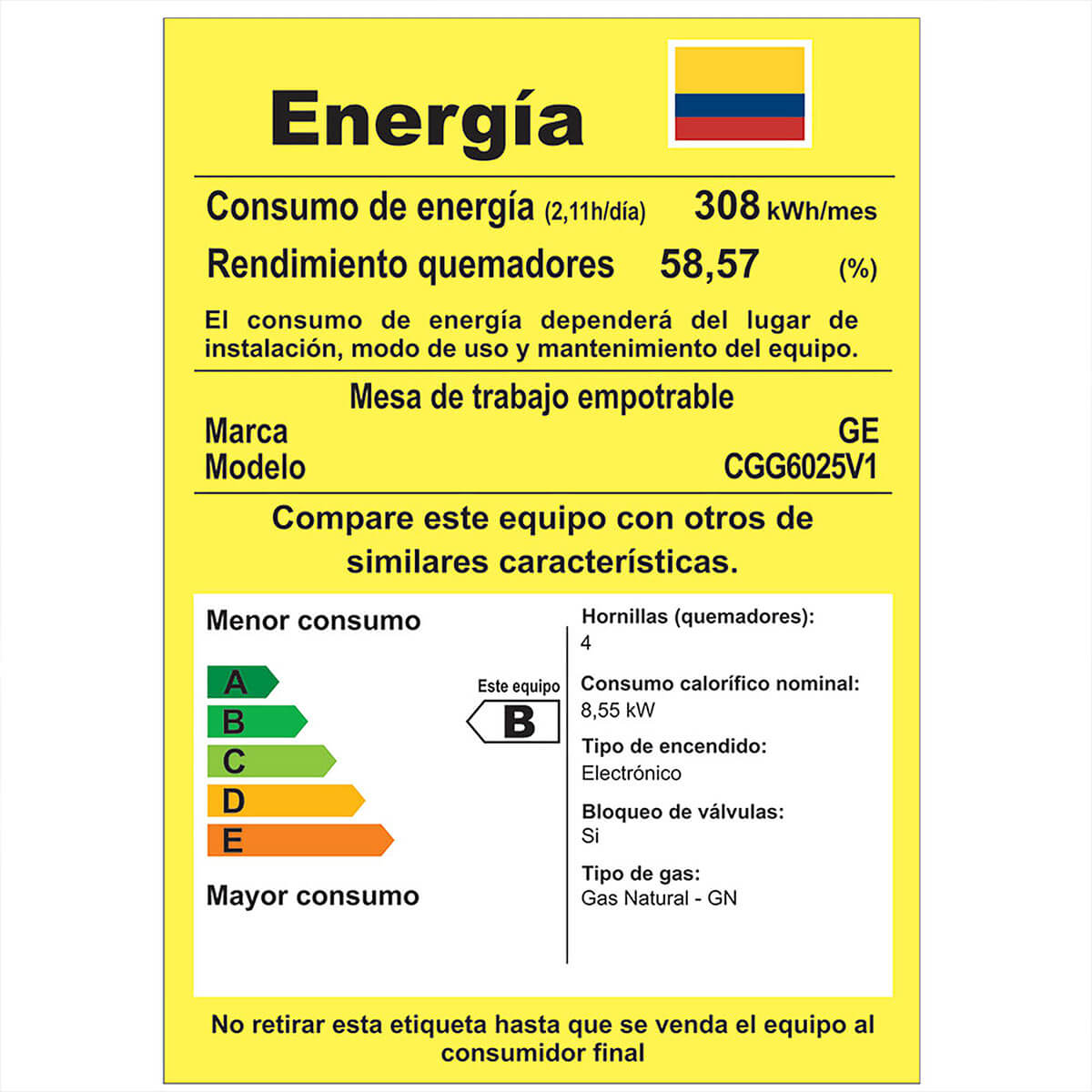 Estufa de empotrar cristal negro 58X50 cm gas natural