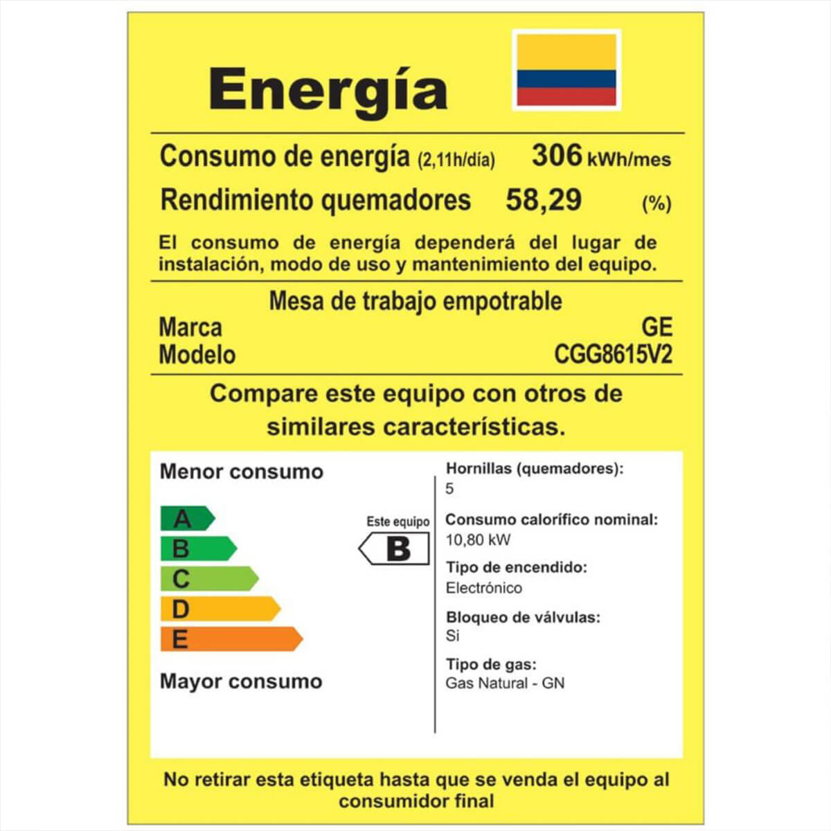 Estufa de Empotrar Cristal Negro 86X51 cm Hierro Fundido Gas Natural Marca Mabe