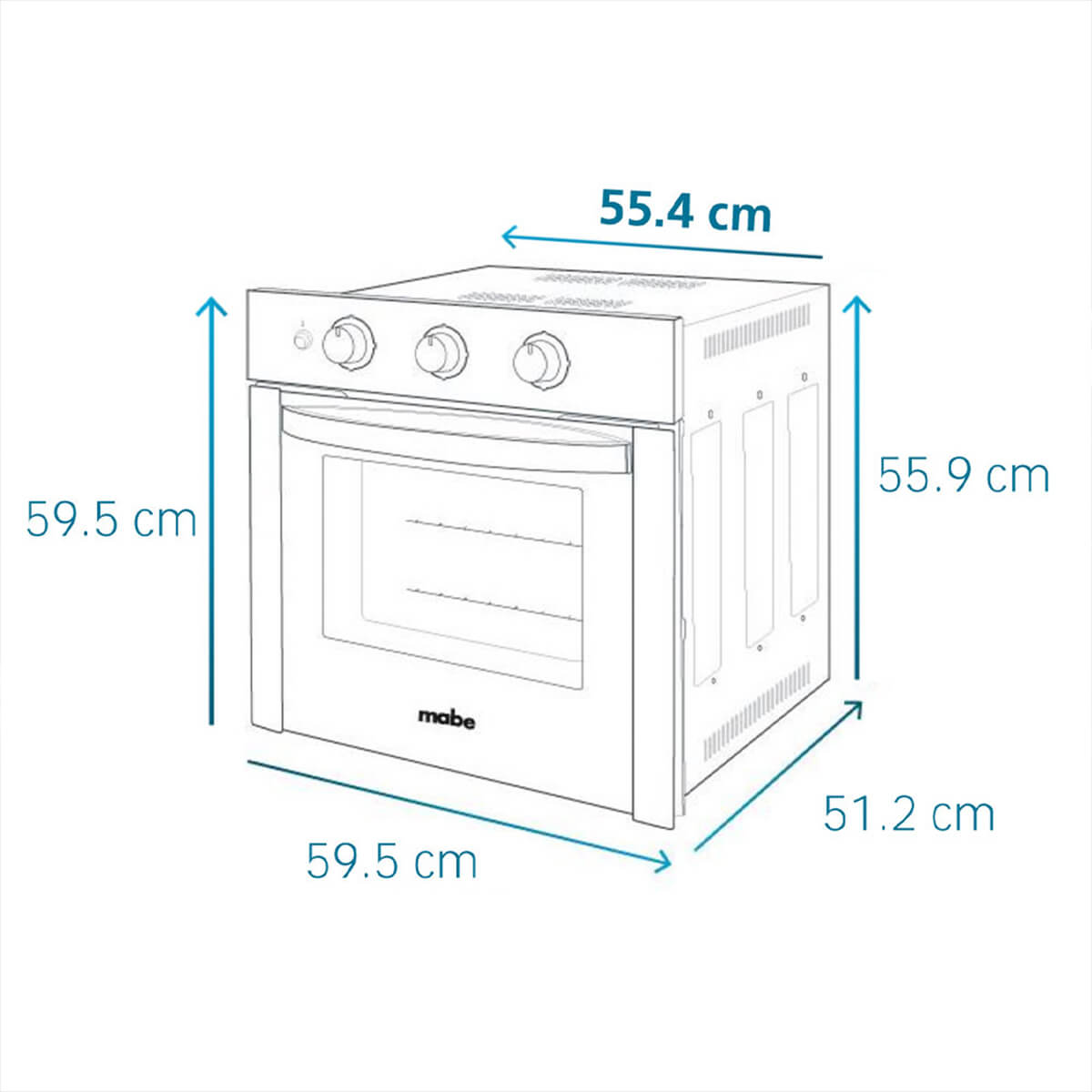Horno eléctrico de 60 cm acero inoxidable 220 voltios con gratinador marca Mabe
