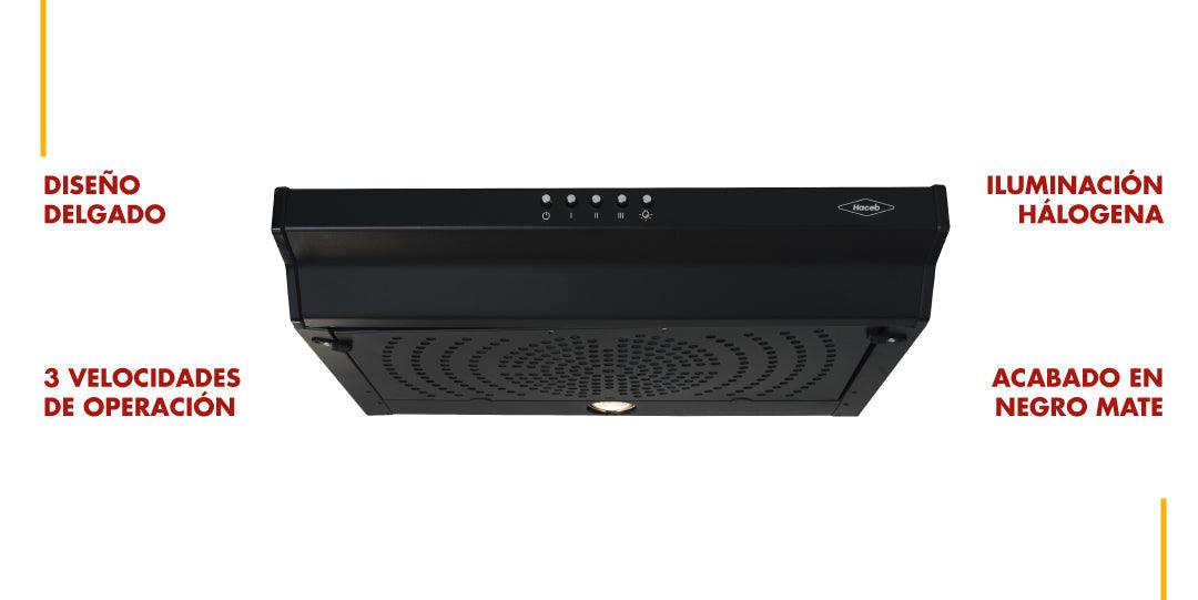 Campana Kala Negra 60cm 3 Velocidades Haceb