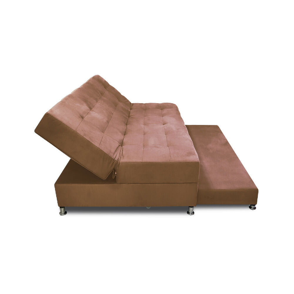 Sofá Cama Tarima Haller En Tela Velvet 190X95X80 Camel