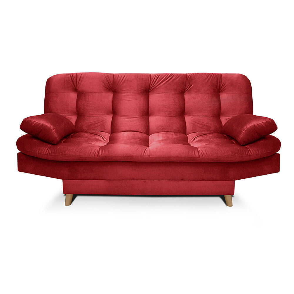 Sala Clic Clac Fendik tela rojo y gris + cojines decorativos