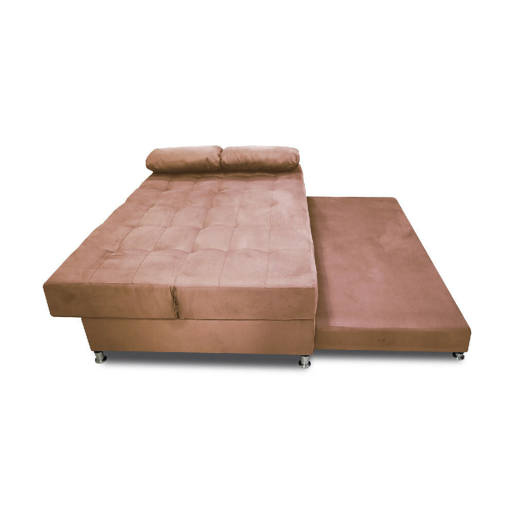 Sofá Cama Tarima Haller En Tela Velvet 190X95X80 Camel