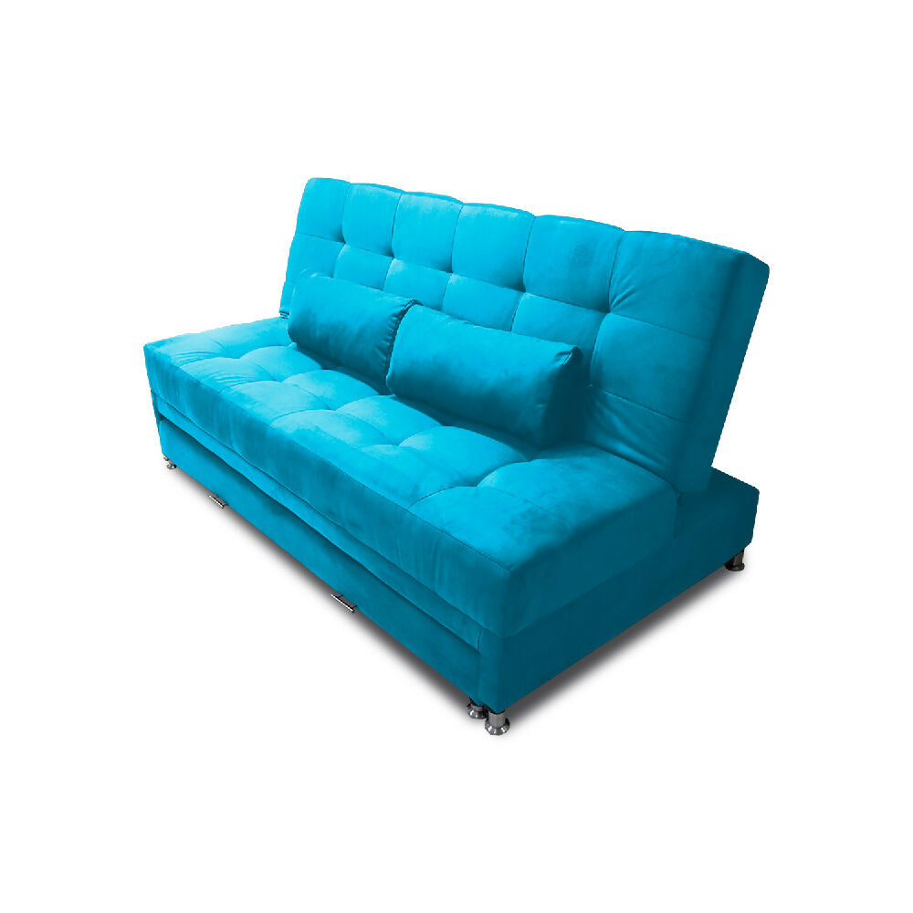 Sofá Cama Tarima Haller Tela Velvet 190X95X80 Turqueza