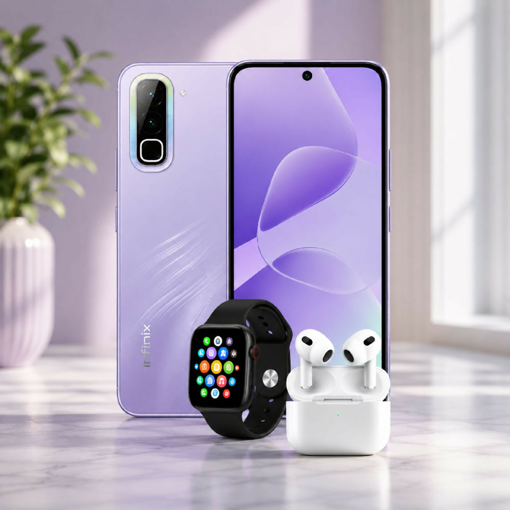 Celular Infinix Hot 70 256GB 4GB RAM Morado + Obsequio De Audífonos Y Reloj