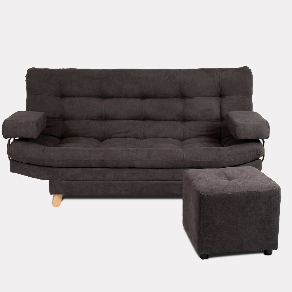 Sofá Cama Valencia Gris + Puff