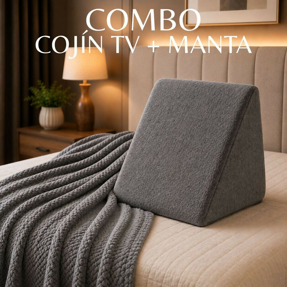 Combo cojin tv + cobija gris