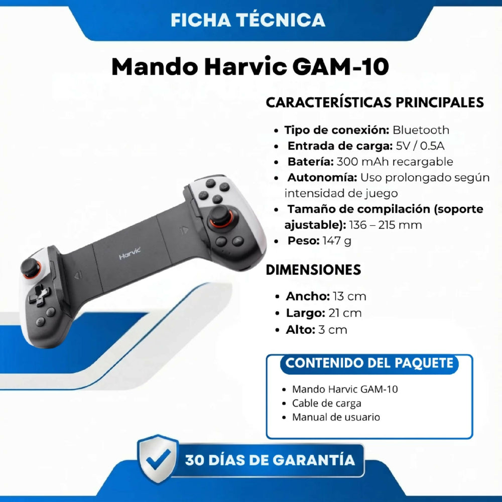 Mando Gamer Harvic GAM-10 Inalámbrico Diseño Ergonómico