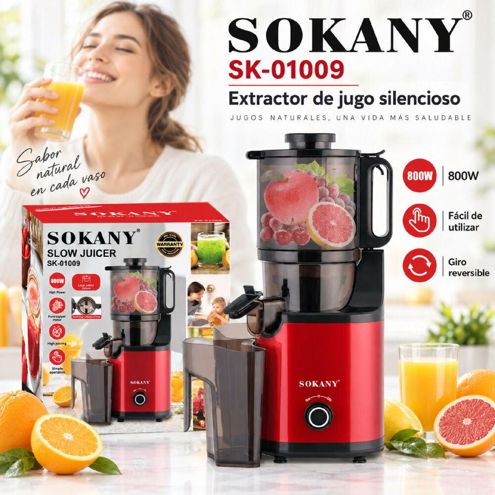Extractor De Jugo Maquina Exprimidora De 800w Frutas Y Verduras Sokany SK-01009