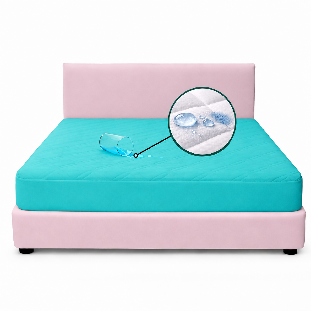 Protector colchon doble antifluido turquesa 140x190cm