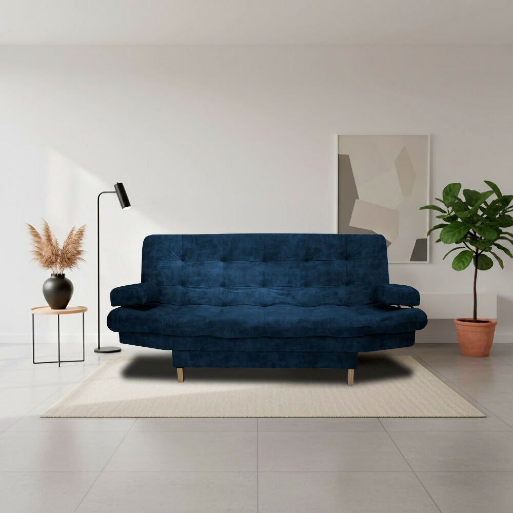Sofá Cama Blum Clic Clac 3 Posiciones Tela Amigable Con Mascotas 185X90X80 Azul Petroleo