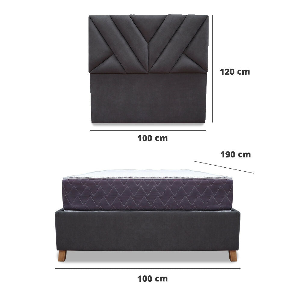 Combo Basecama y Colchon Muller 100x190 Sencillo mas espaldar