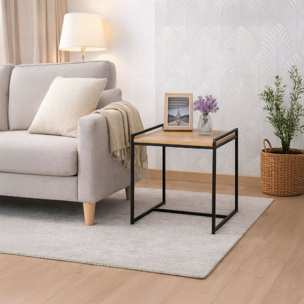 Mesa Auxiliar Toluca Madera Natural y Negro