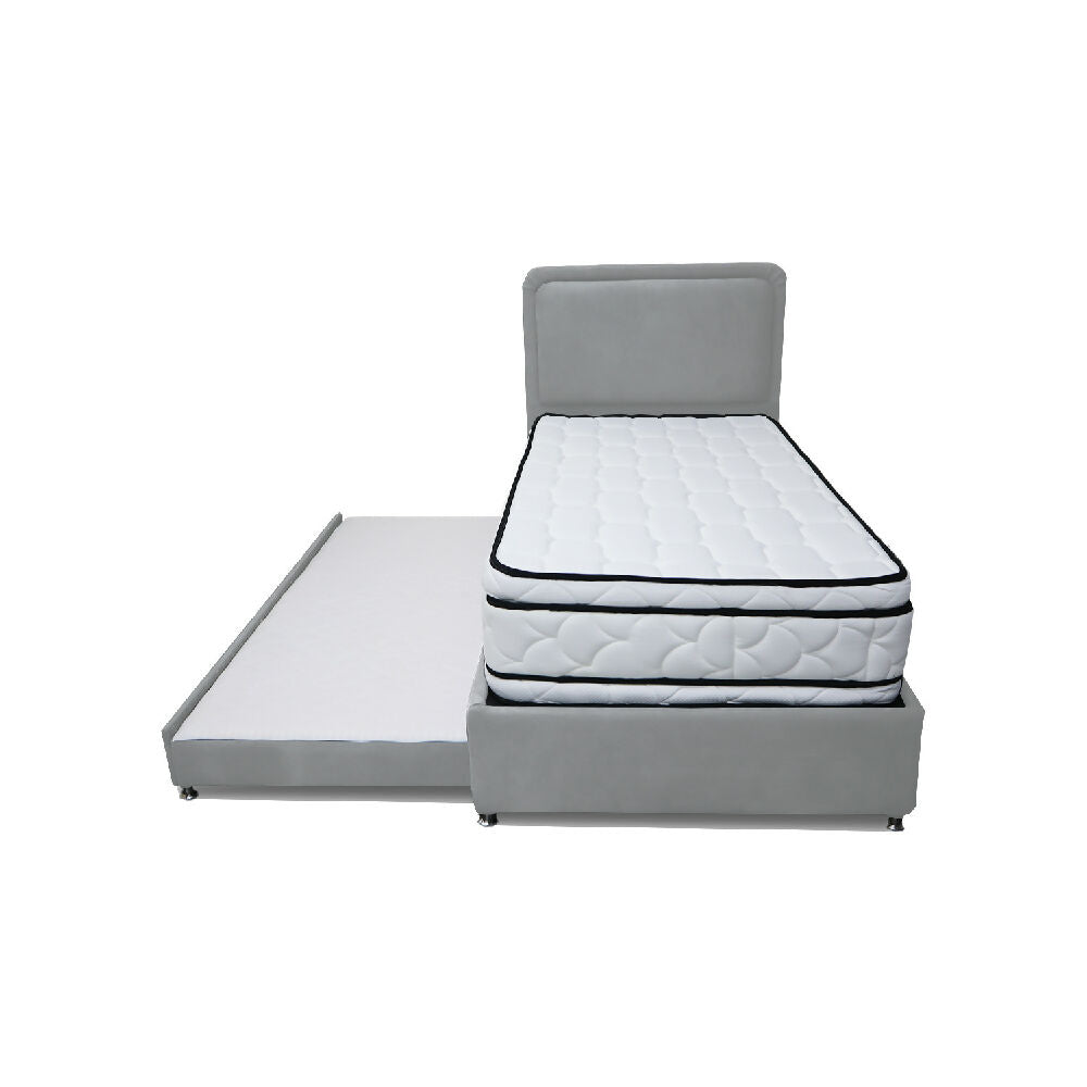 Combo Cama Tarima Nube 120x190 Semidoble Gris Claro mas Espaldar