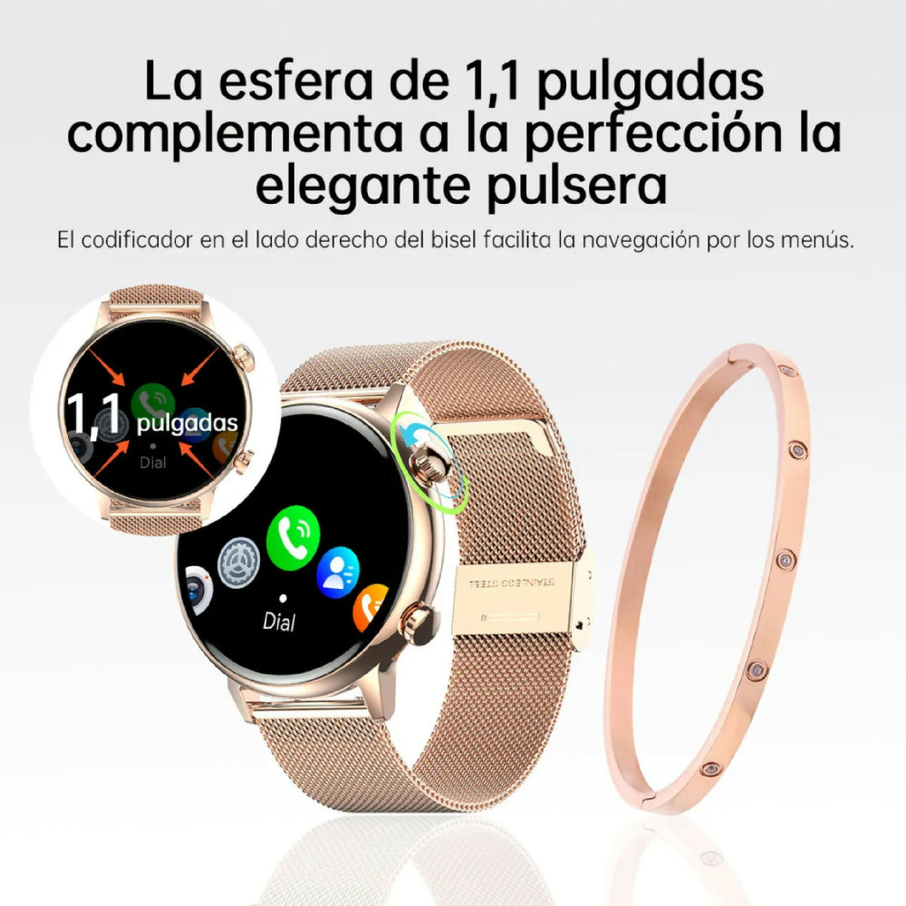Smartwatch G-Tide Romance Reloj Inteligente Con Llamadas Bluetooth, Monitor De Salud Y Diseño Elegante