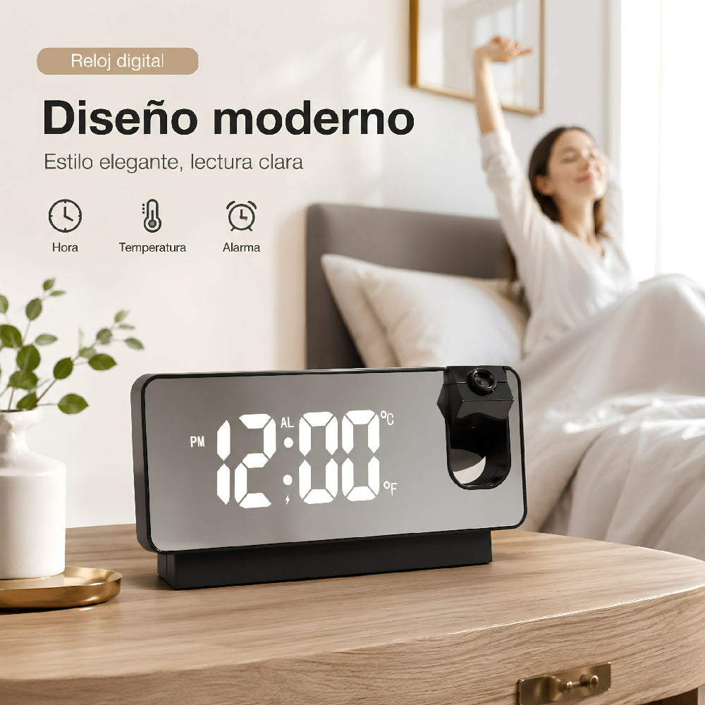 Reloj Despertador Digital Con Proyector De Hora Y Pantalla Lcd Led