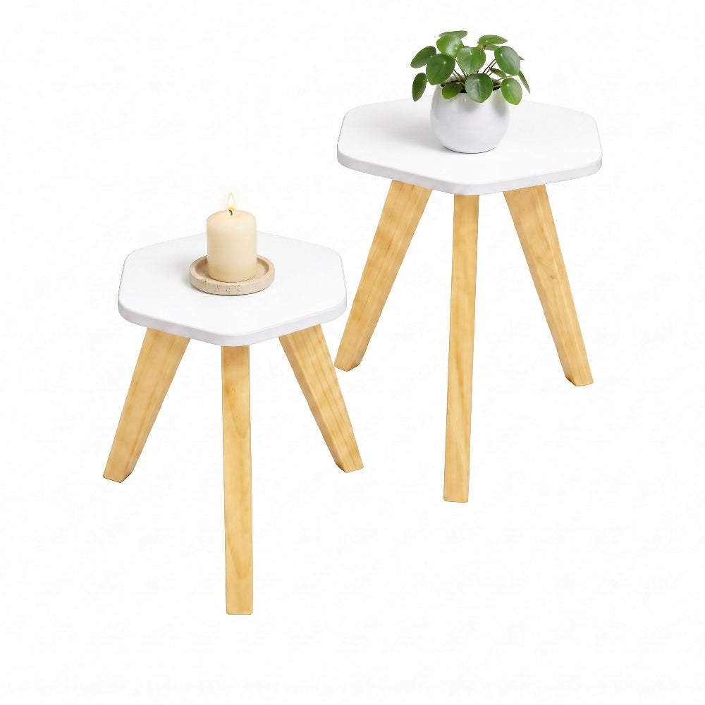 Mesa Auxiliar Nórdica Hexagonal - Set x 2 - Pequeña & Mediana