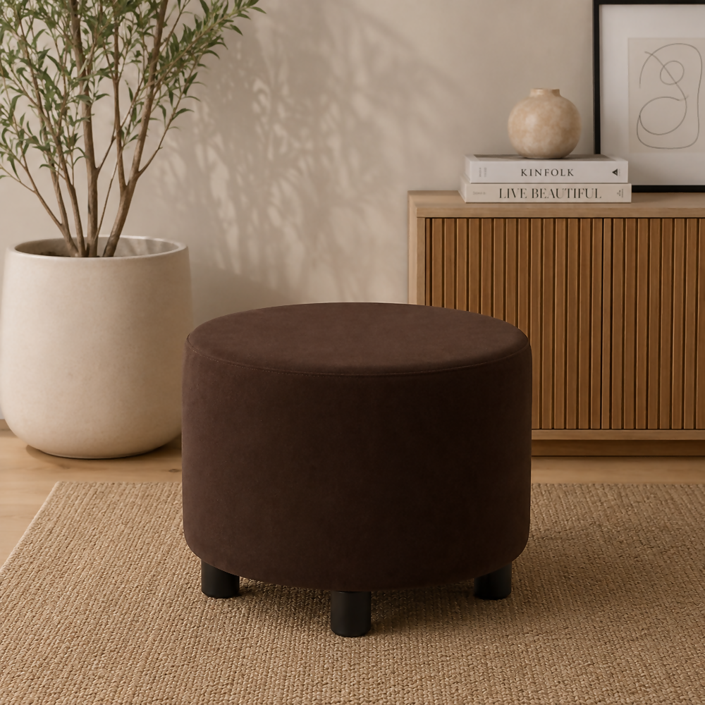 Puff Redondo 40x40 Chocolate Tela