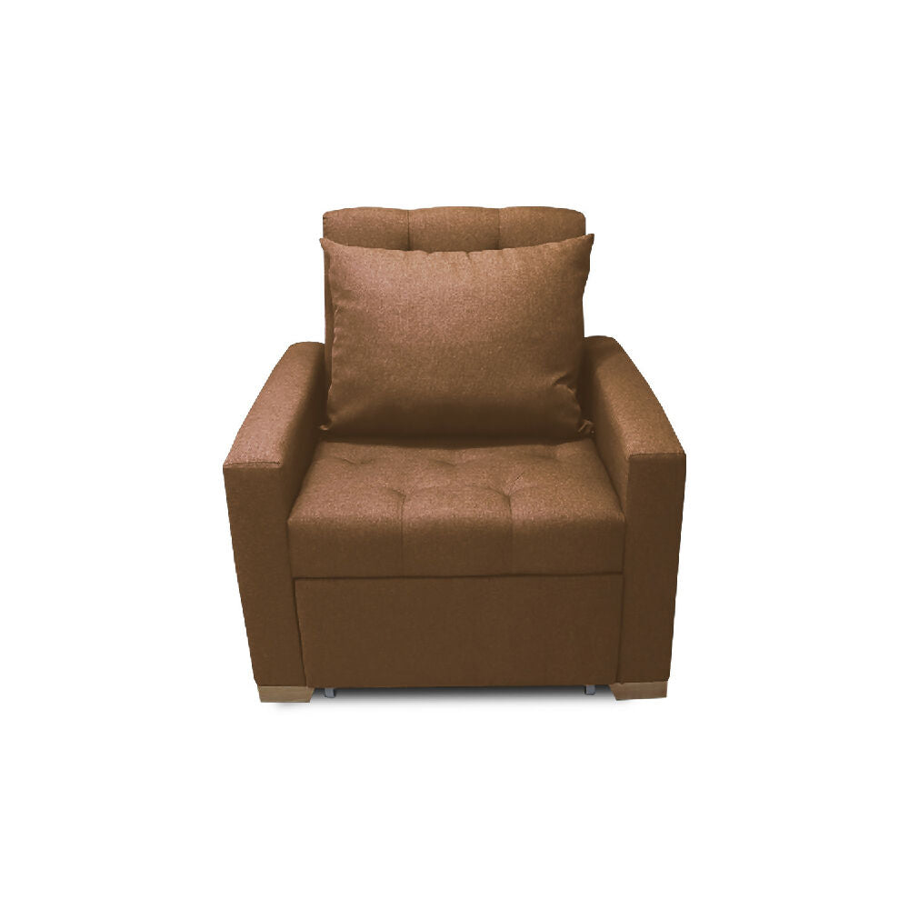 Sofá Cama Unipersonal Sabathy Tela Lino 95X90X94Cm Camel