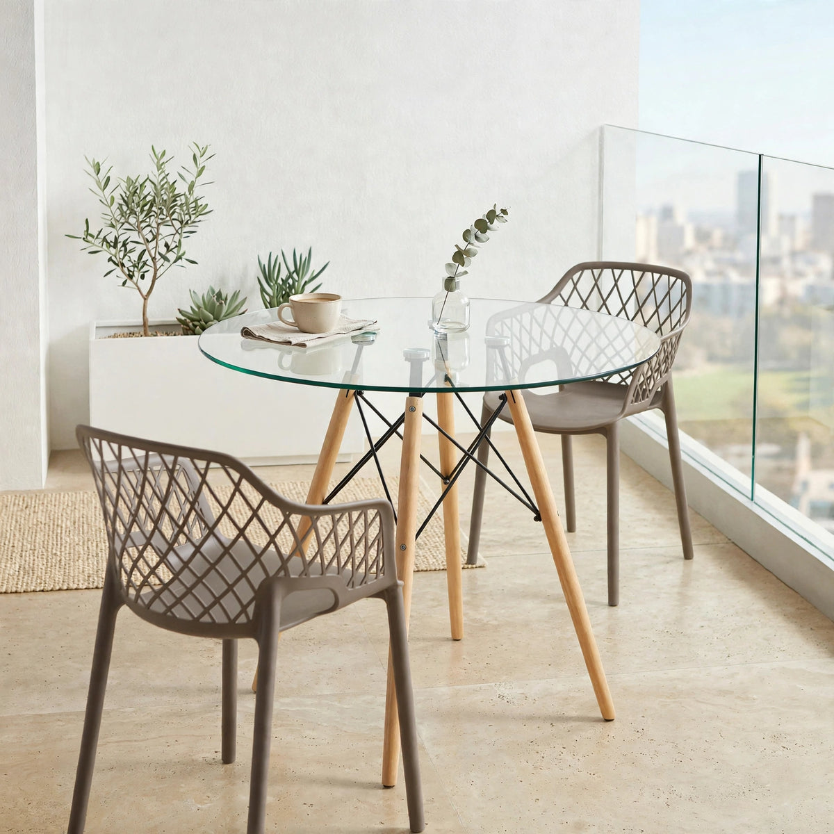 Combo Luma, Incluye una Mesa y 2 Sillas Color Taupe